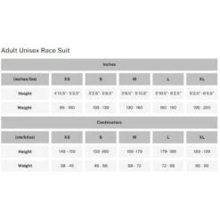 Arctica Adult Black Kat GS Race Suit -Ski Gear Store Arcticaadultsizechart 1